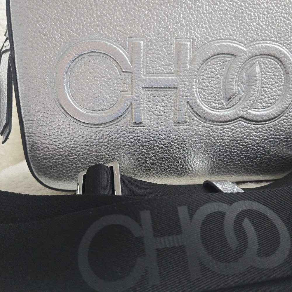 Jimmy Choo NWT Camera Bag‎ Metallic Silver Embossed Leather - Picture 3 of 16